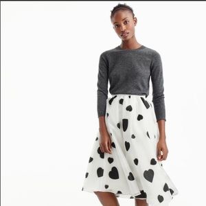 JCrew white midi heart skirt